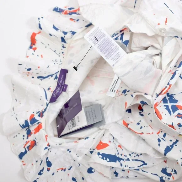 New Ralph Lauren Collection Anakin dress 10 stretch linen paint splatter $2790 - Picture 4 of 13